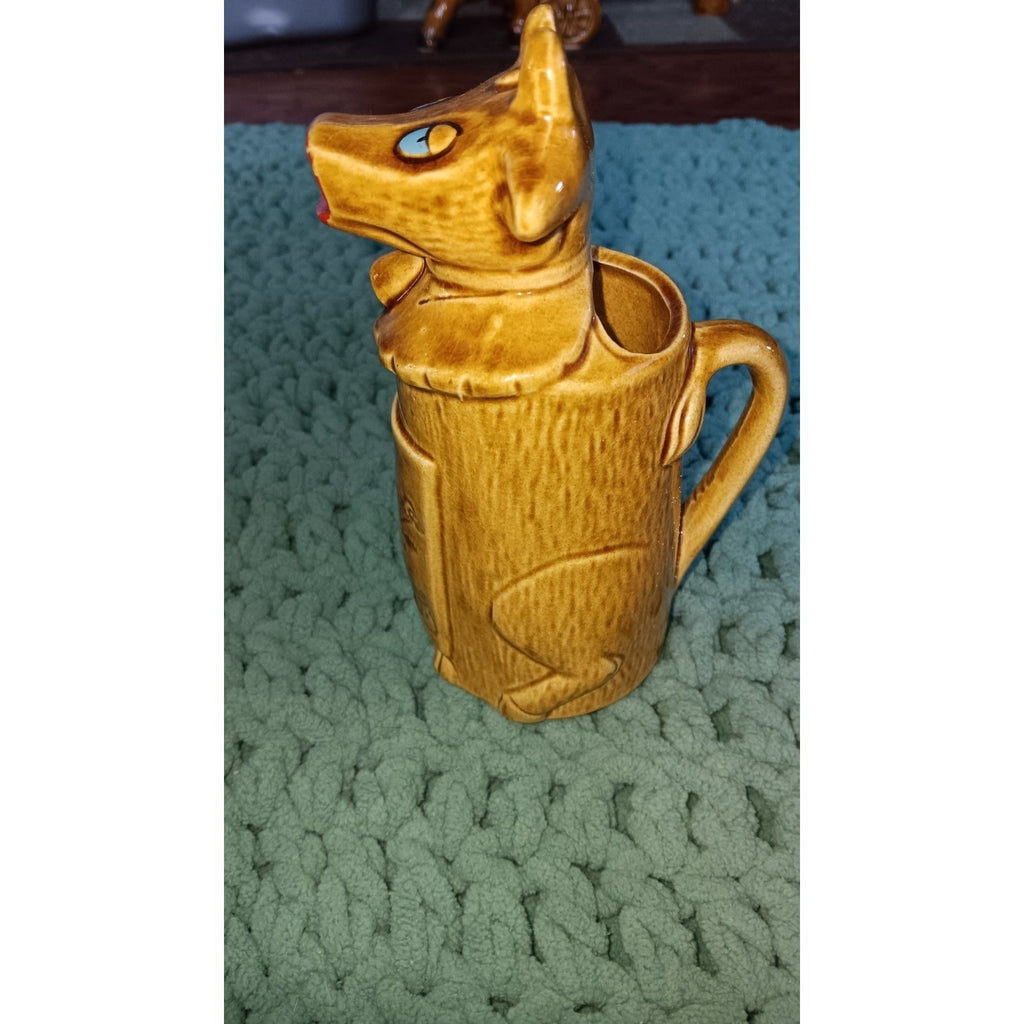 Vintage Collectible Ceramic Brown Cow Creamer I’ll Give You Cream Blue Eyes