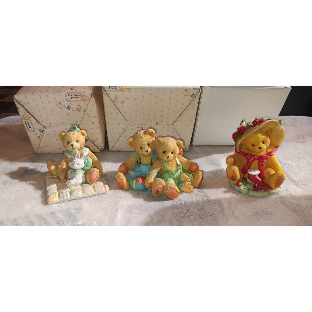 Vintage Cherished Teddies Lot 3-camille, Travis And Tucker, And Janet. W/Boxes