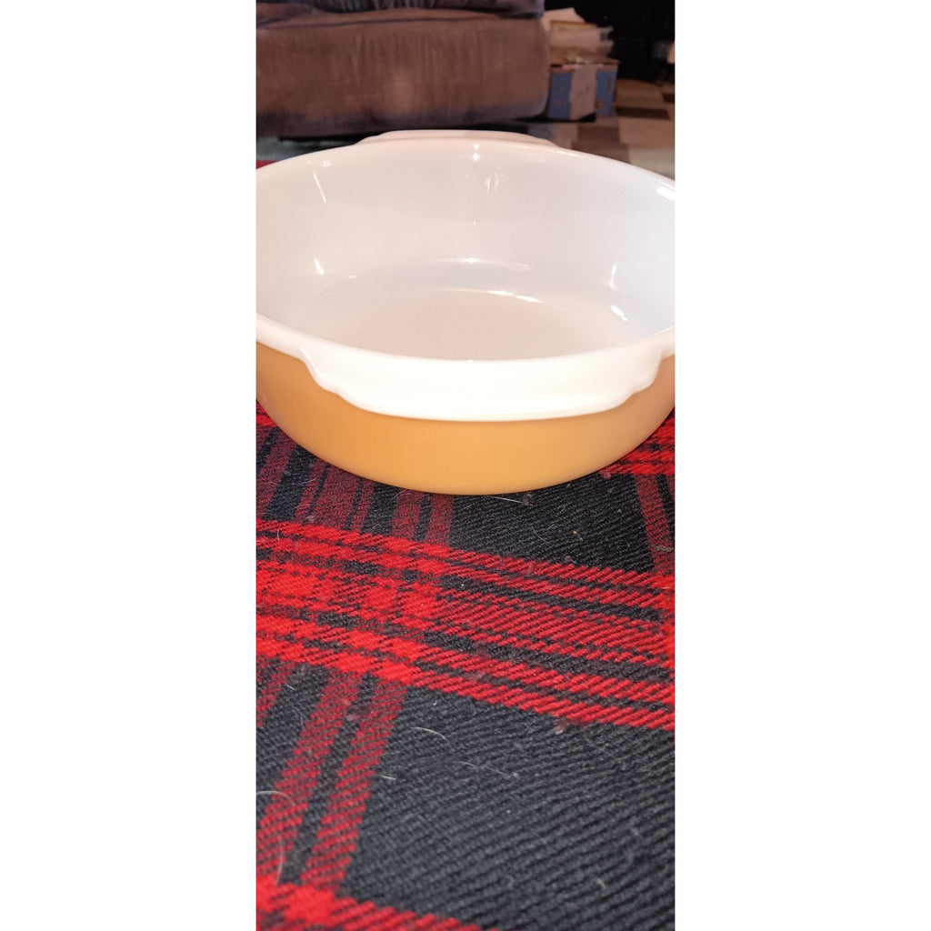 Vintage Fire King Milk Glass “Peach Luster” Oval 1.5 Quart Oval Casserole Dish