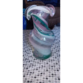 Art Glass Vase Swirled Colors With Ruffled Edge 7" Unmarked