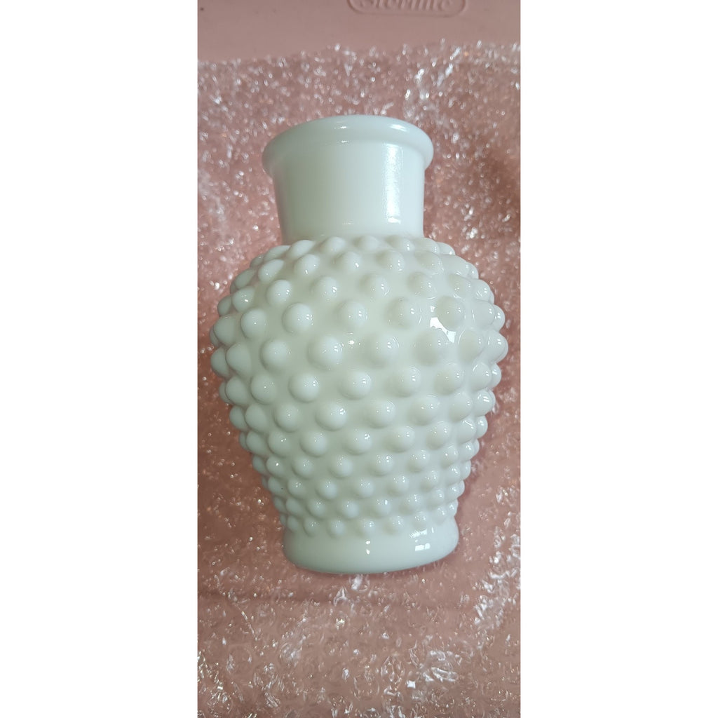 Vintage Hobnail Milk Glass Vase Classic Round Bud 5.5” Tall