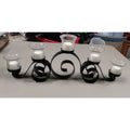 Fireplace Mantle Dark Metal Votive Holder 5 Candle Centerpiece 21" HEAVY