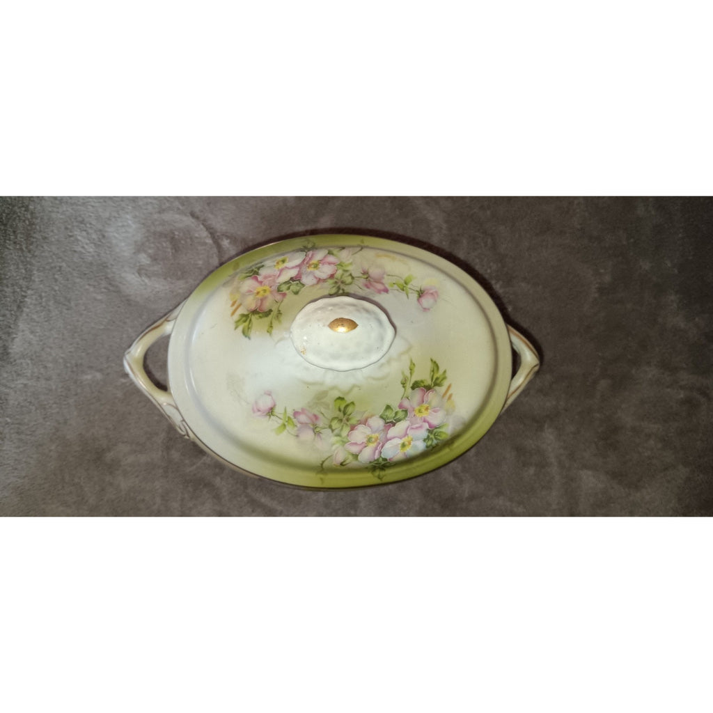 Gorgeous Antique Hand Painted Nippon Porcelain BOWL w/ LID Floral Tureen