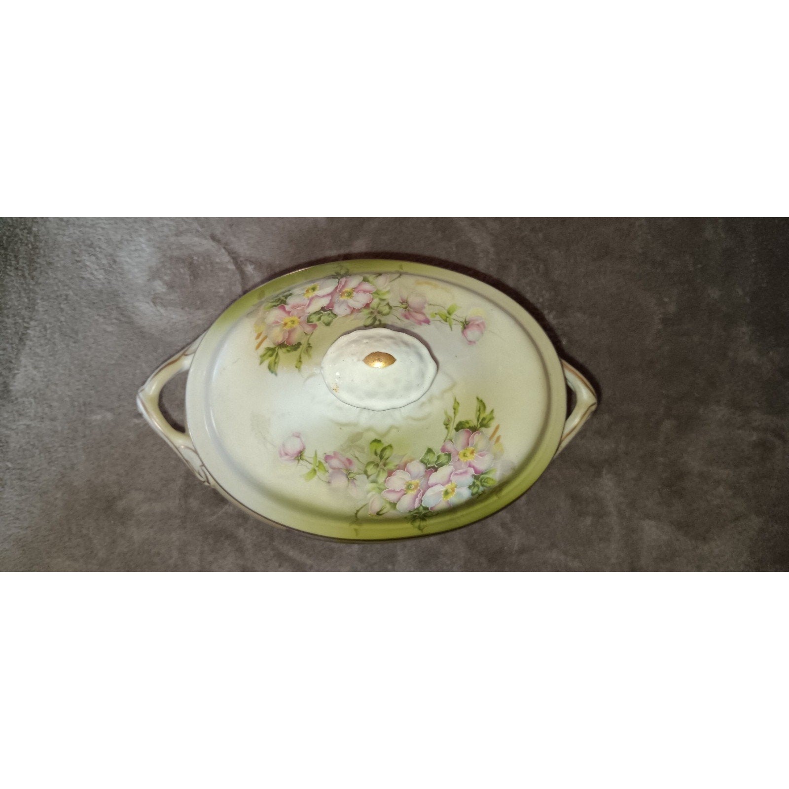 Gorgeous Antique Hand Painted Nippon Porcelain BOWL w/ LID Floral Tureen