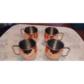 Set of 4 Hammered Copper Moscow Mule Drink Cocktail Mugs - Stainless Steel Lined