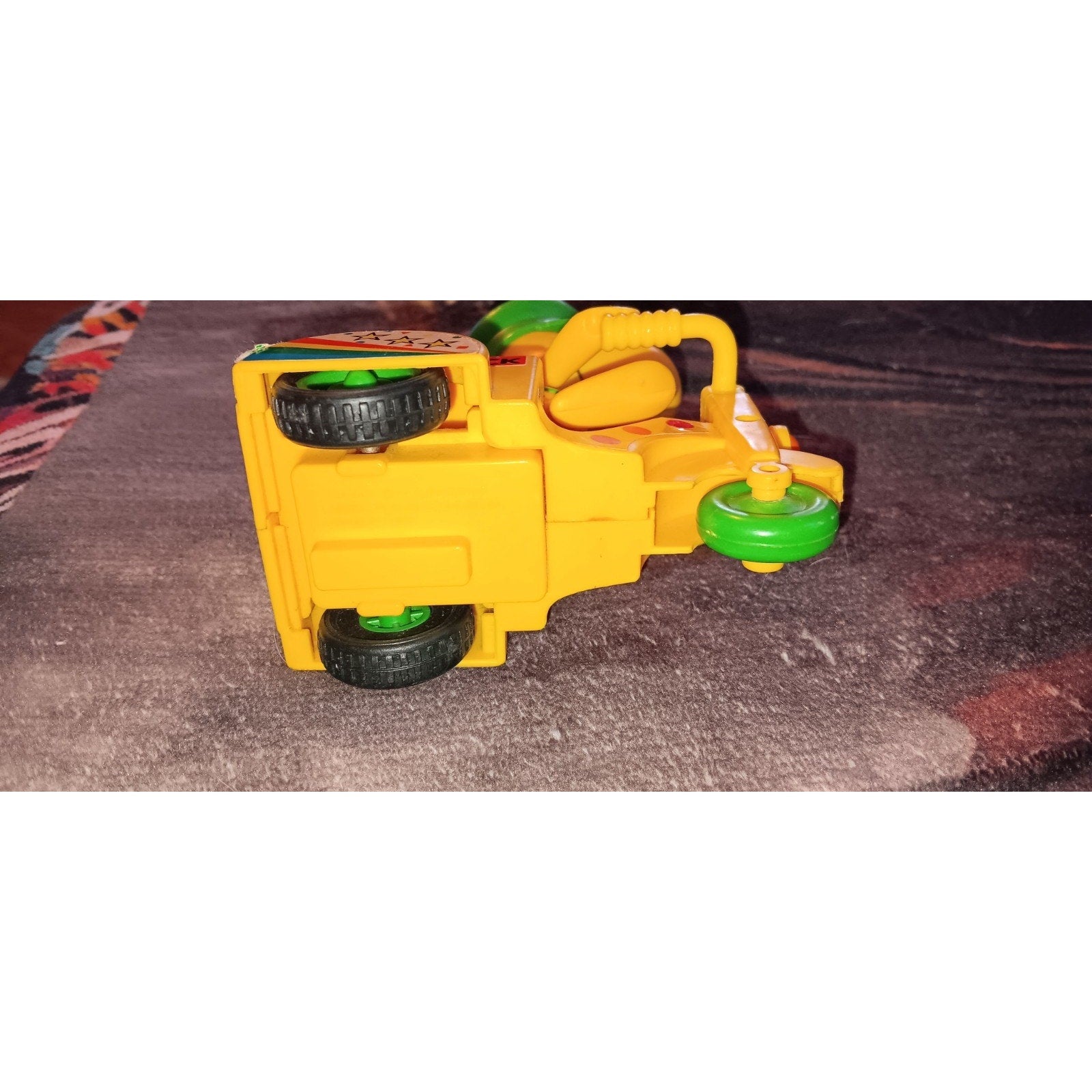 Woodstock Peanuts Cartoon on Yellow 3 wheel Motor Scooter vintage Plastic Toy