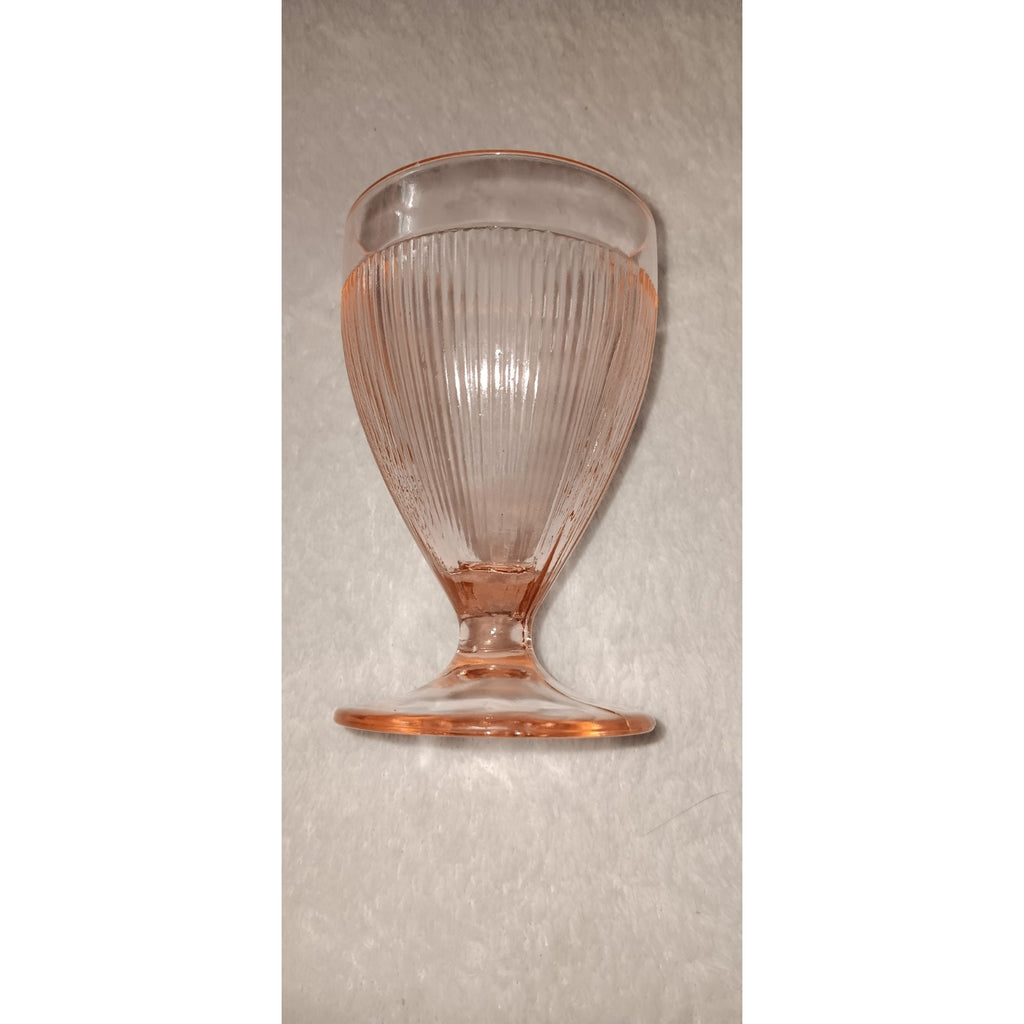 Homespun Pink Footed Juice Tumbler Jeanette Depression Glass Vintage