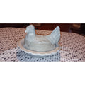 Vintage Mosser Marble / Slag Gray And White Hen on Nest, Cambridge, Ohio 6.5 In