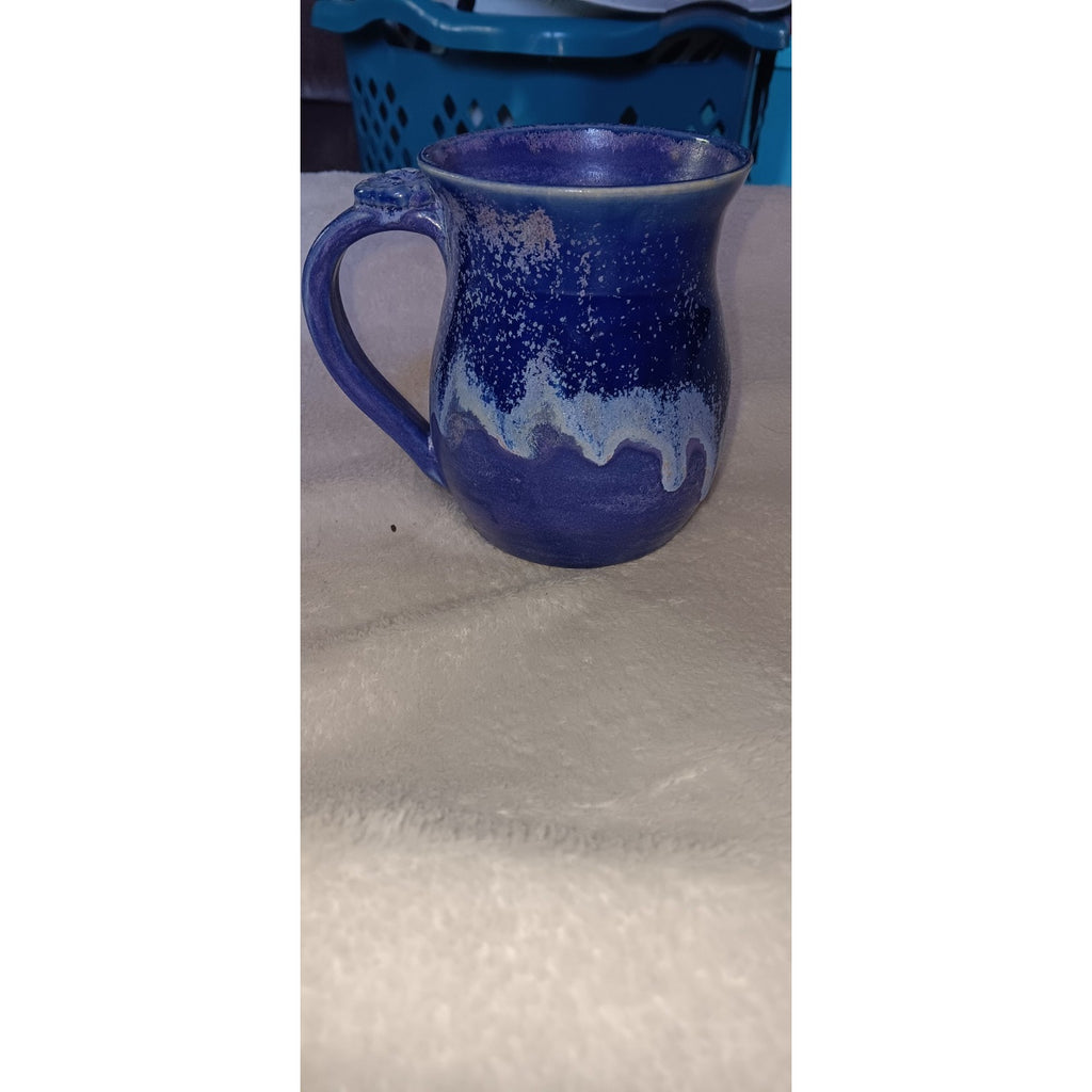 Handmade Ceramic Pottery Mug with Blue/Purple Drip Glaze