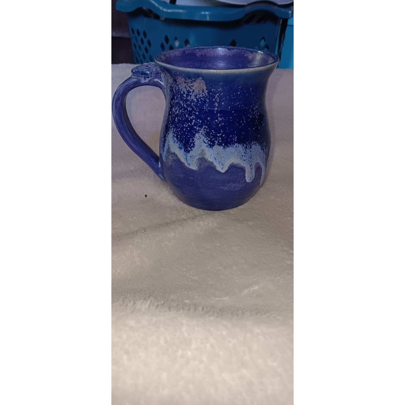 Handmade Ceramic Pottery Mug with Blue/Purple Drip Glaze