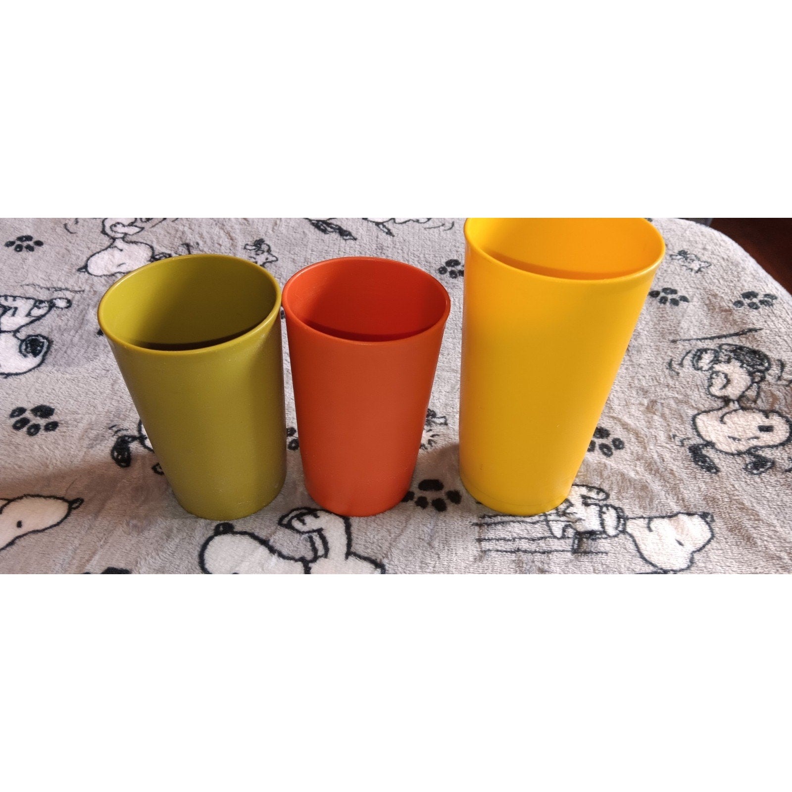 Tupperware Harvest Colors Set of 2 #1320 Juice Cups & One 873 Yellow Tumbler