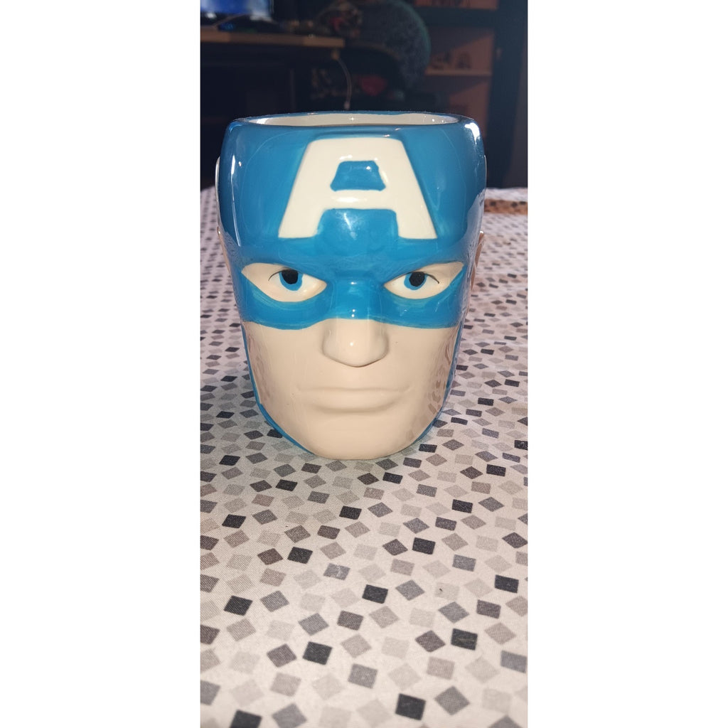 Captain America Head Marvel Coffee Mug Tea Cup Comic Book Movie MCU EUC Colorful