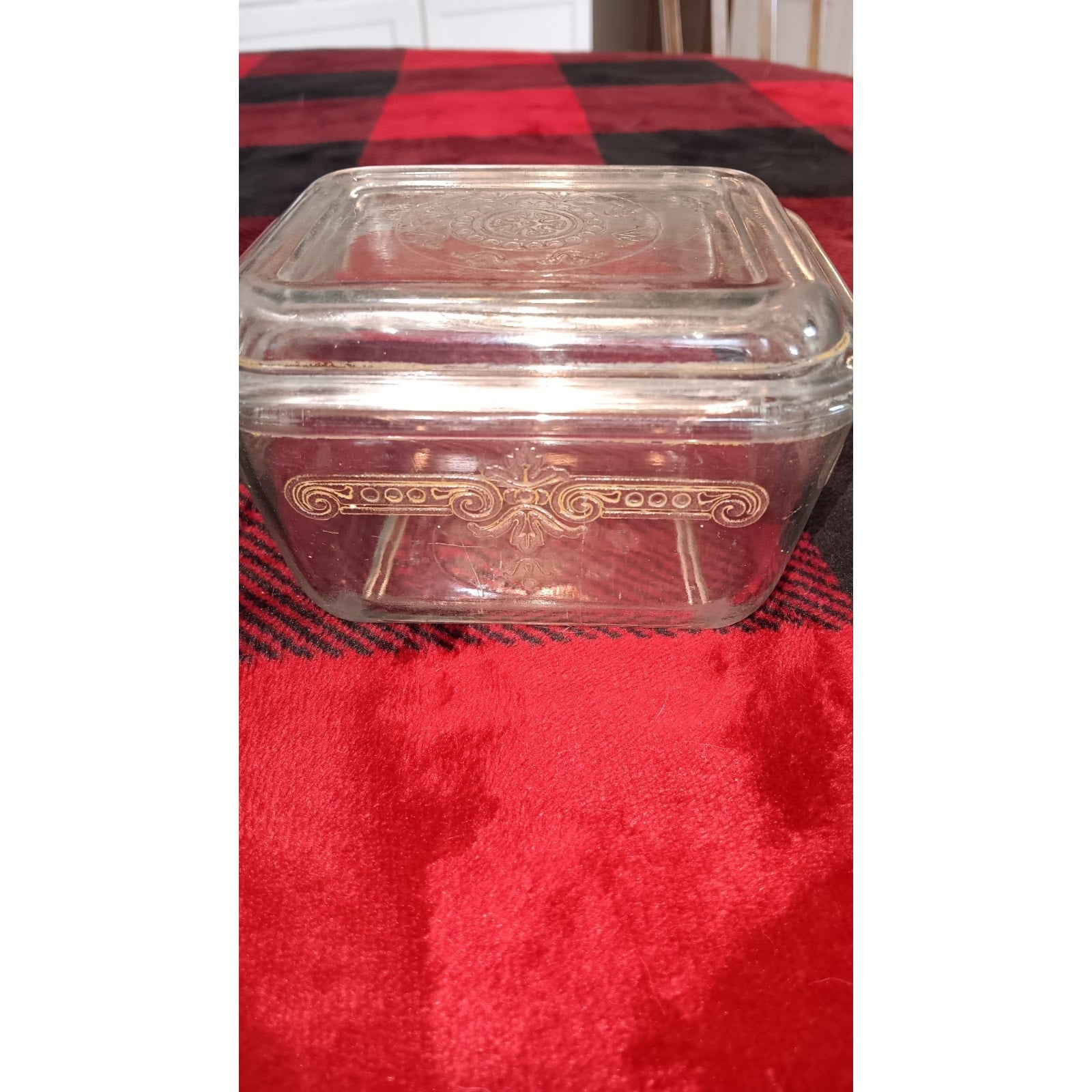 Vintage Fire King Clear Glass Refridgerator Dish w/ Lid