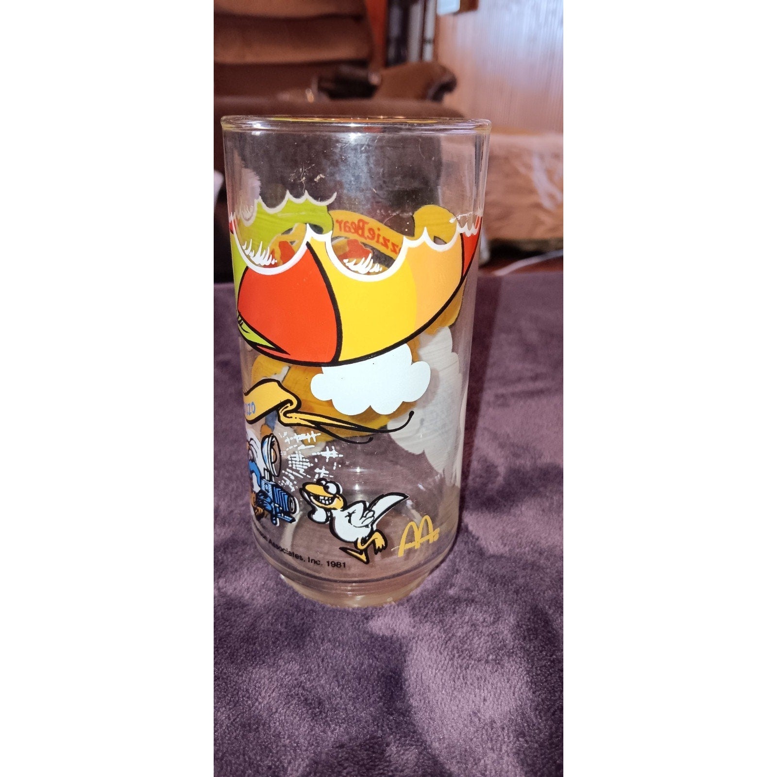 Vintage 1981 Great Muppet Caper McDonalds Drinking Glass Gonzo Fozzie Kermit Cup