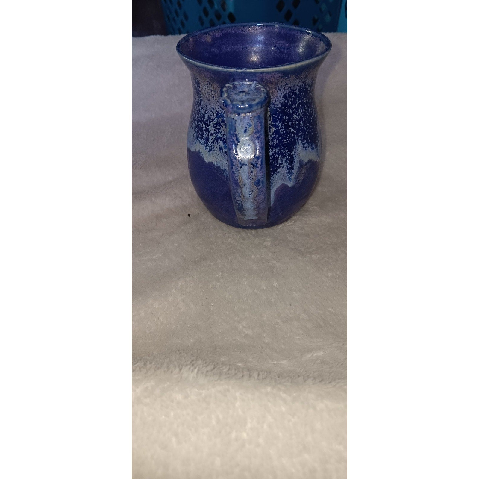 Handmade Ceramic Pottery Mug with Blue/Purple Drip Glaze