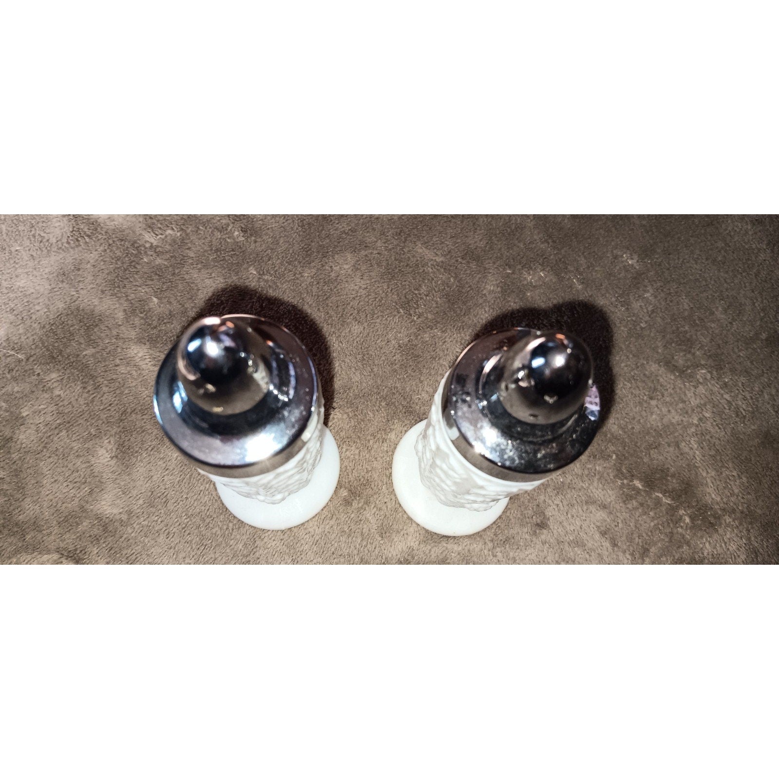 Westmoreland Milk Glass Paneled Grape Salt & Pepper Shakers