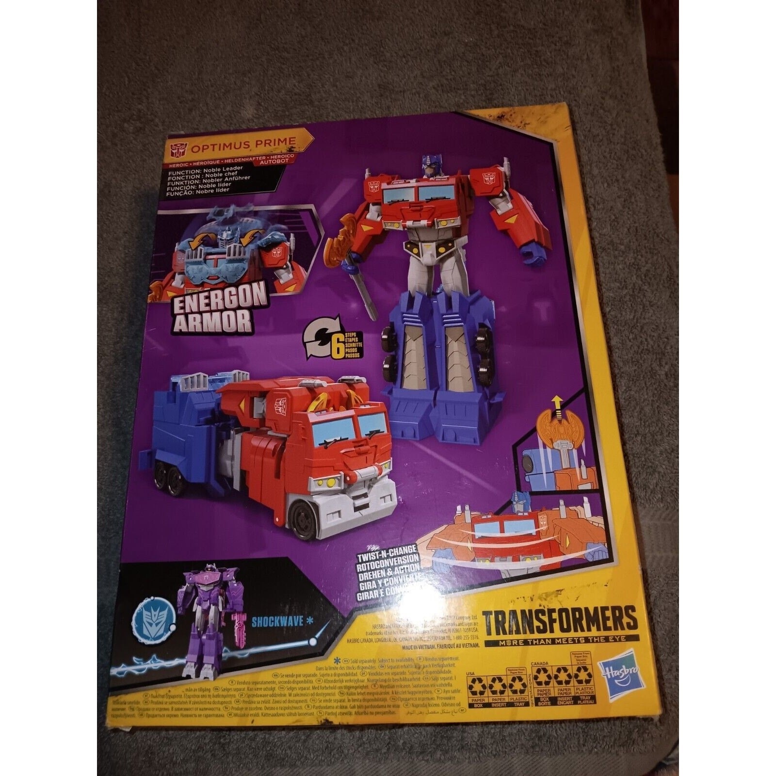 Transformers Cyberverse Ultimate Optimus Prime Bumblebee Energon Armor 9" Figure