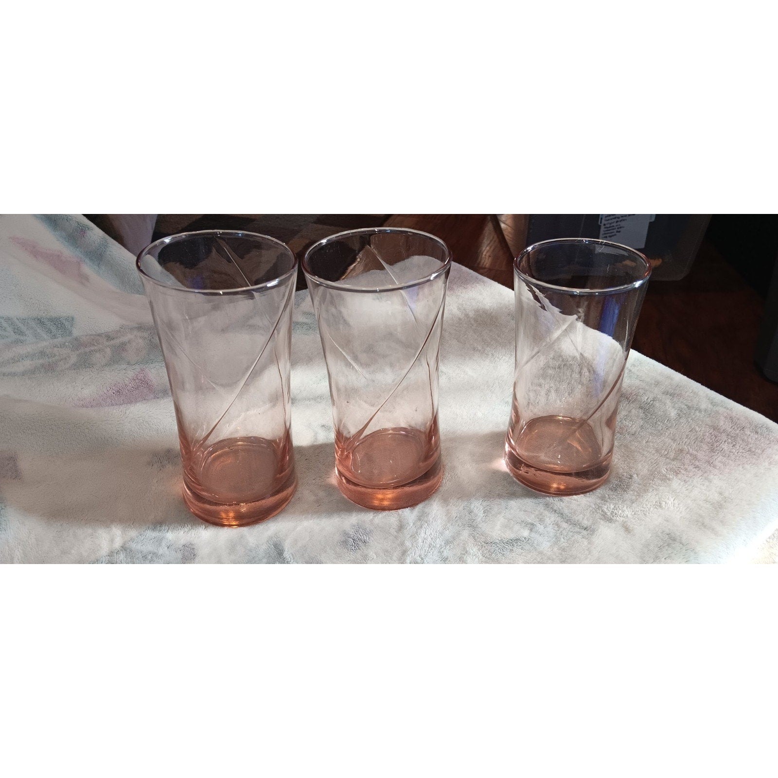 Pink Depression Glass Tumblers Pink Swirl