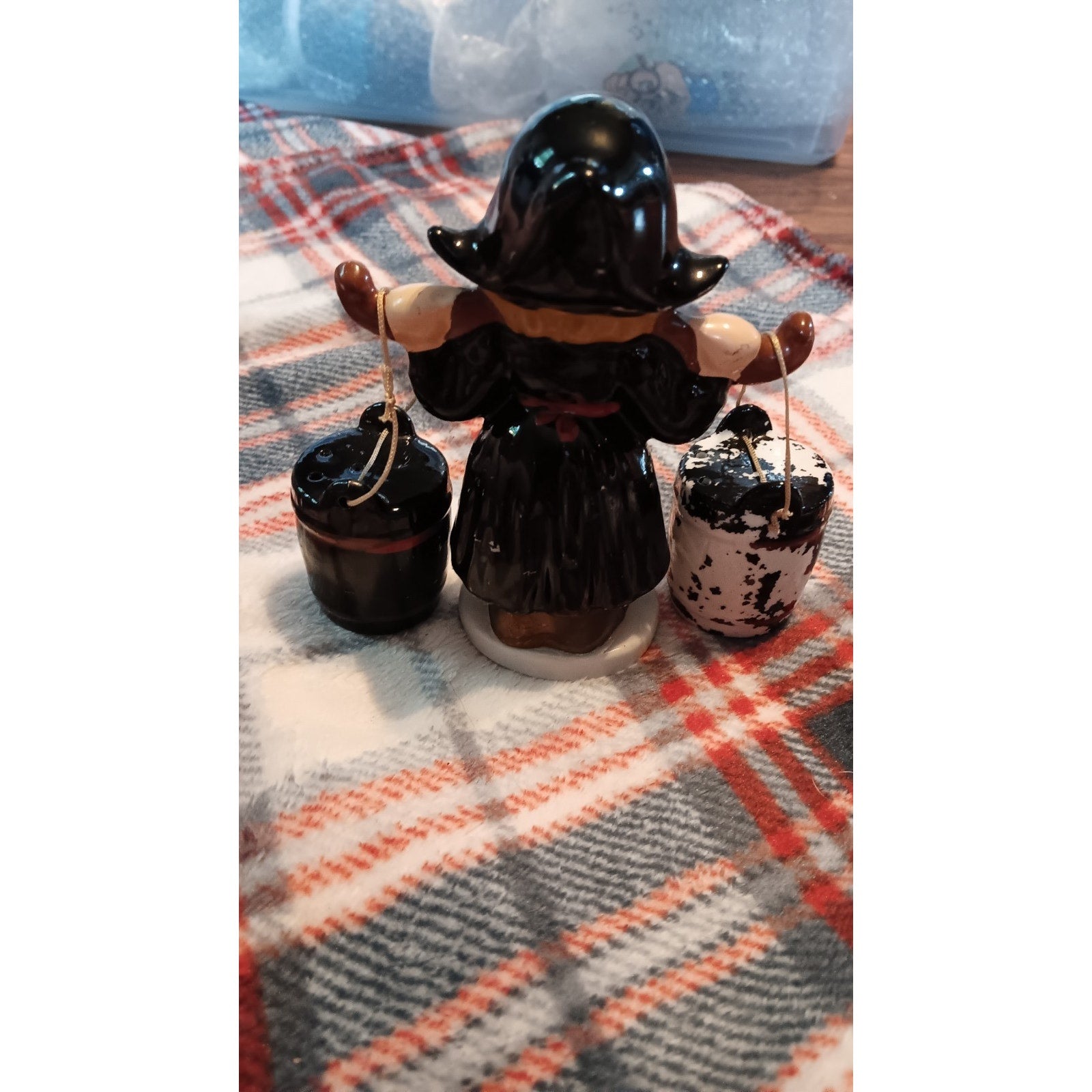 Salt And Pepper Shakers Girl Carrying Jugs Of Water Made In Japan W/corkSalt And
