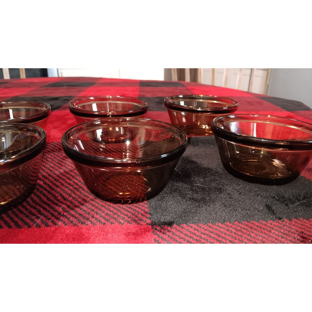 Custard Cup 463 Vtg Set of 8 Custard Ramekin Cups 6oz Amber Smoky Brown